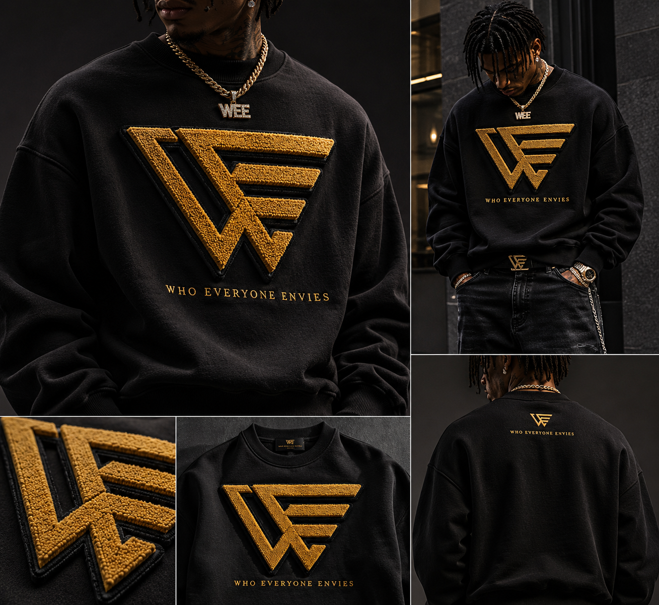 The Envy Chenille — signature chenille-embroidered crewneck by Who Everyone Envies